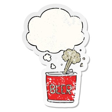 karikatür bira olabilir ve sıkıntılı yıpranmış etiket olarak kabarcık düşünce