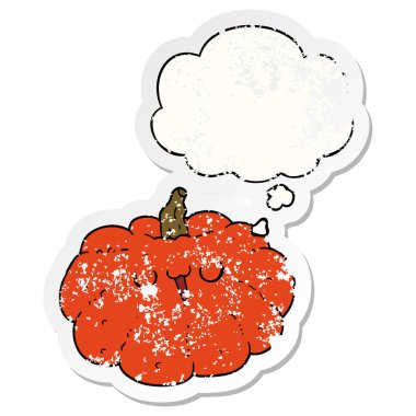 mutlu karikatür kabak ve sıkıntılı yıpranmış st olarak kabarcık düşünce