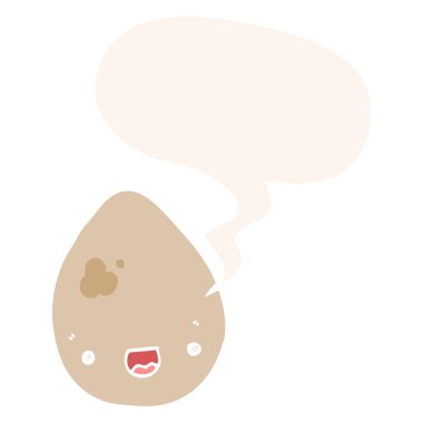 retro tarzında karikatür yumurta ve konuşma balonu