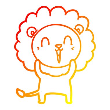 sıcak degrade çizgi çizim gülen aslan karikatür