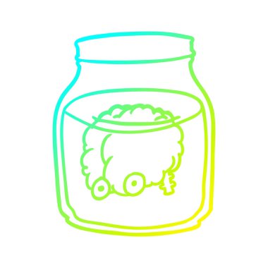 soğuk degrade çizgi çizim ürkütücü beyin kavanozda yüzen