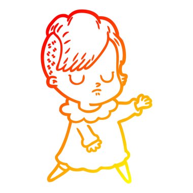 sıcak degrade çizgi çizim karikatür kadın