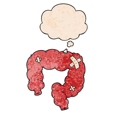 karikatür kolon ve grunge doku desen tarzında düşünce balonu