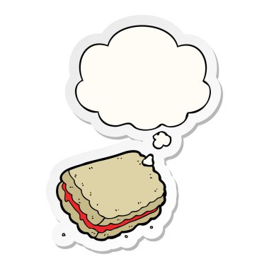 karikatür bisküvi ve baskılı bir etiket olarak kabarcık düşünce