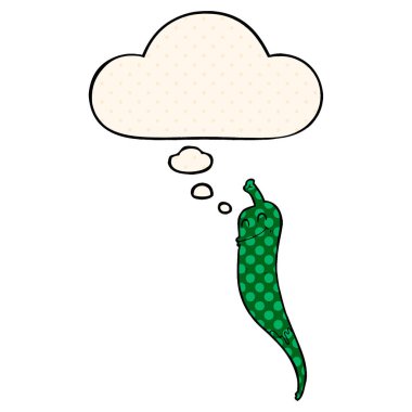 çizgi roman tarzında karikatür biber ve düşünce balonu