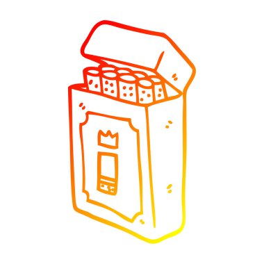 sıcak degrade çizgi çizim sigara karikatür paketi