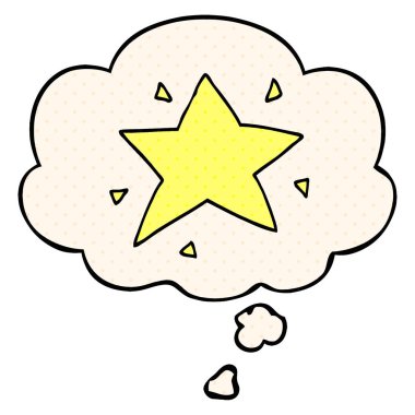 çizgi film yıldızı ve çizgi roman tarzında düşünce balonu