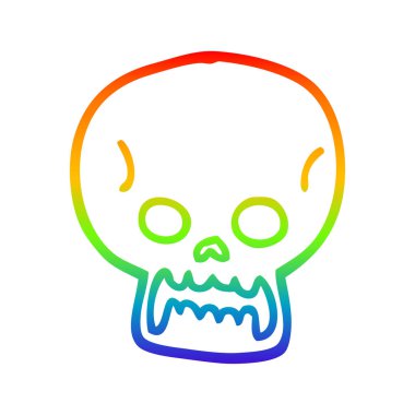 gökkuşağı gradyan çizgi çizim karikatür halloween kafatası