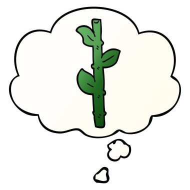 karikatür bambu ve pürüzsüz degrade tarzında düşünce balonu