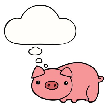 karikatür domuz ve düşünce balonu