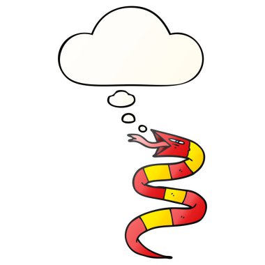 karikatür yılan ve pürüzsüz degrade tarzında düşünce balonu