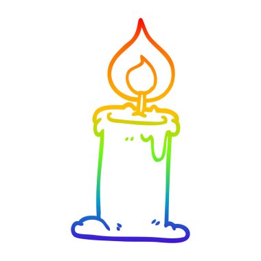 gökkuşağı degrade çizgi çizim karikatür yanan mum