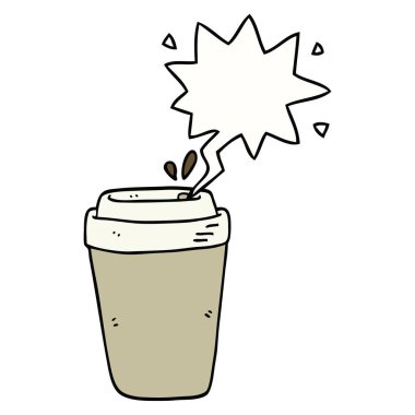 karikatür kahve fincanı ve konuşma balonu