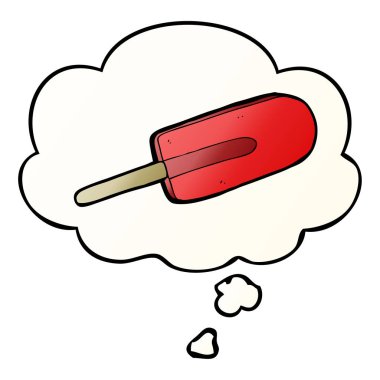 karikatür buz lolly ve pürüzsüz degrade tarzında kabarcık düşünce