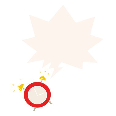 retro tarzında karikatür zil saat ve konuşma balonu zil