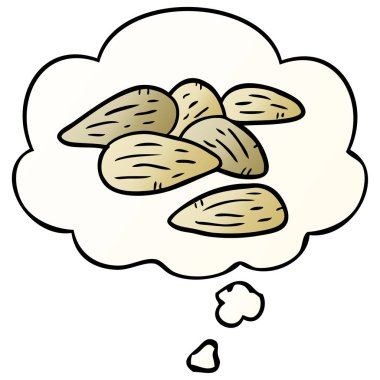 karikatür badem ve pürüzsüz degrade tarzında düşünce balonu