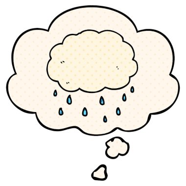 çizgi film yağmur bulutu ve çizgi roman tarzında düşünce balonu