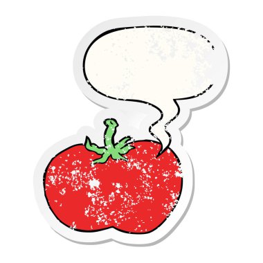 karikatür domates ve konuşma balonu sıkıntılı etiket