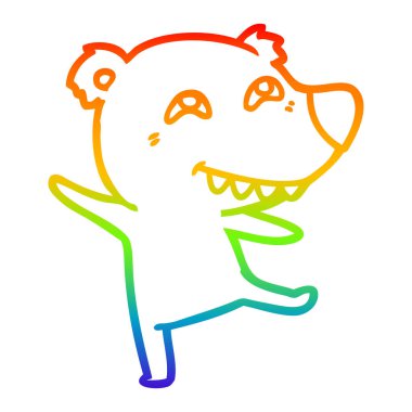 gökkuşağı gradyan çizgi çizim karikatür ayı dans