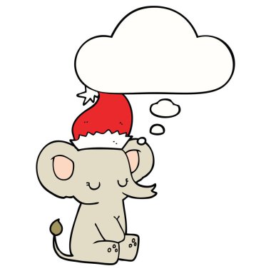 sevimli noel fil ve düşünce balonu