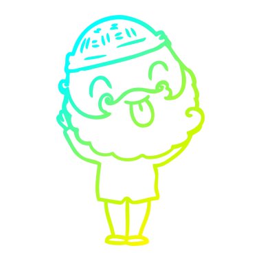 soğuk degrade çizgi dil dışarı yapışmasını sakallı adam çizim