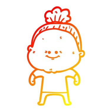 sıcak degrade çizgi çizim karikatür mutlu yaşlı kadın