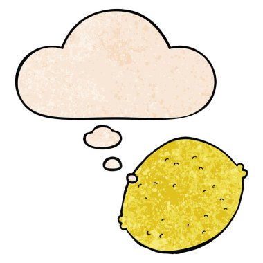 karikatür limon ve grunge doku desen tarzında düşünce balonu