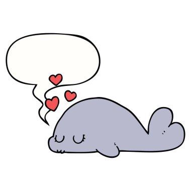 sevimli karikatür yunus ve konuşma balonu