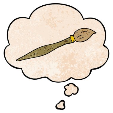 karikatür boya fırçası ve grunge doku desen düşünce kabarcığı