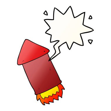 düzgün degrade tarzında karikatür roket ve konuşma balonu