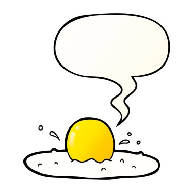 düzgün degrade tarzında karikatür kızarmış yumurta ve konuşma balonu