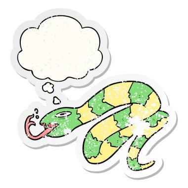 karikatür tıslama yılan ve sıkıntılı yıpranmış st olarak kabarcık düşünce