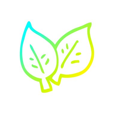 yeşil yaprakların soğuk degrade çizgi çizim karikatür