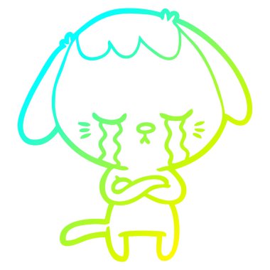 soğuk degrade çizgi çizim sevimli köpek yavrusu ağlayan karikatür