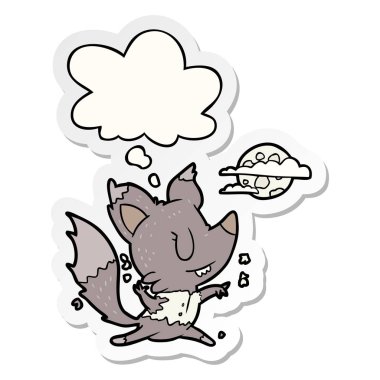 karikatür kurt adam ay ışığında değişen ve bir p olarak kabarcık düşündüm