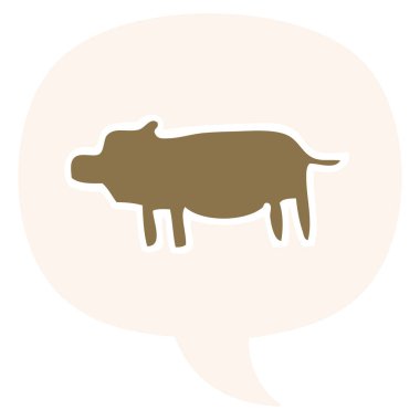 retro tarzında karikatür hayvan sembolü ve konuşma balonu