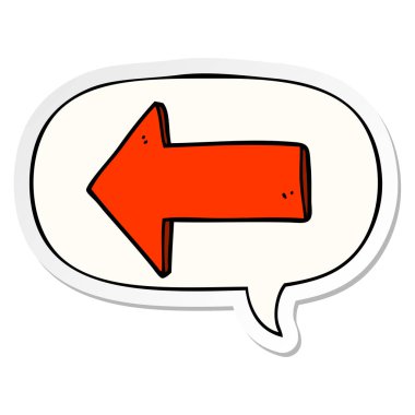 karikatür ok ve konuşma kabarcık etiket