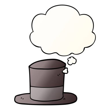 karikatür üst şapka ve pürüzsüz degrade tarzında düşünce balonu
