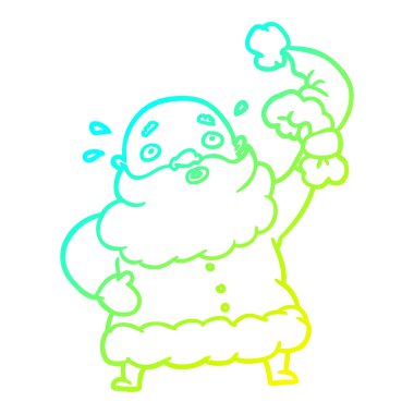 soğuk degrade çizgi çizim noel baba şapkasını sallayarak