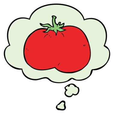karikatür domates ve düşünce balonu