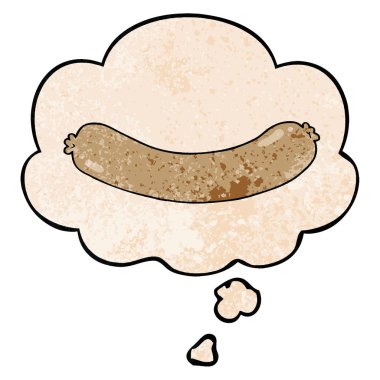 karikatür sosis ve grunge doku desen sty düşünce balonu