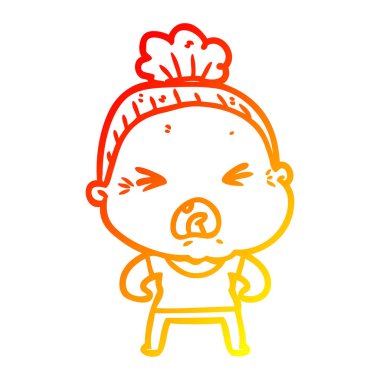 degrade çizgi çizgi karikatür kadın kızgın sıcak çizim