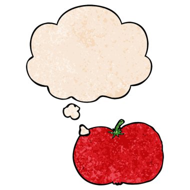 karikatür domates ve grunge doku desen stil düşünce balonu