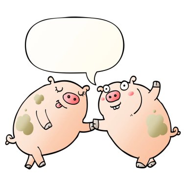 çizgi film domuzdans ve pürüzsüz degrade tarzında konuşma balonu