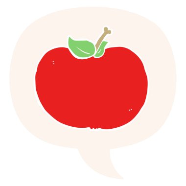 retro tarzıkarikatür elma ve konuşma balonu