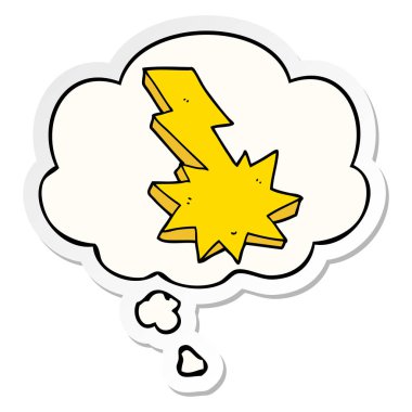 karikatür yıldırım grev ve basılı bir etiket olarak kabarcık düşünce