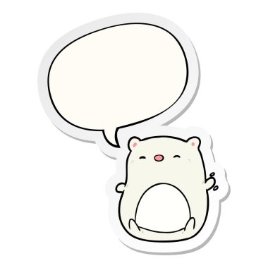 sevimli karikatür kutup ayısı ve konuşma balonu etiket