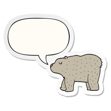 karikatür ayı ve konuşma kabarcık etiket