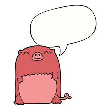 karikatür yaratık ve konuşma balonu