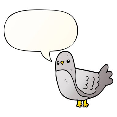 düzgün degrade tarzında karikatür kuş ve konuşma balonu